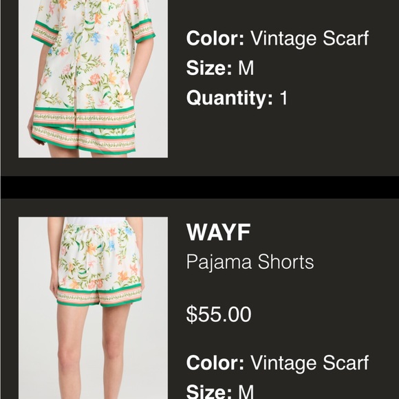 WAYF Women's Vintage Scarf Pajama Shorts and shirt